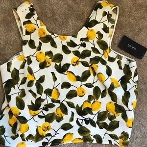 Zara NWT Lemon Citrus Cropped Sleeveless XL Top